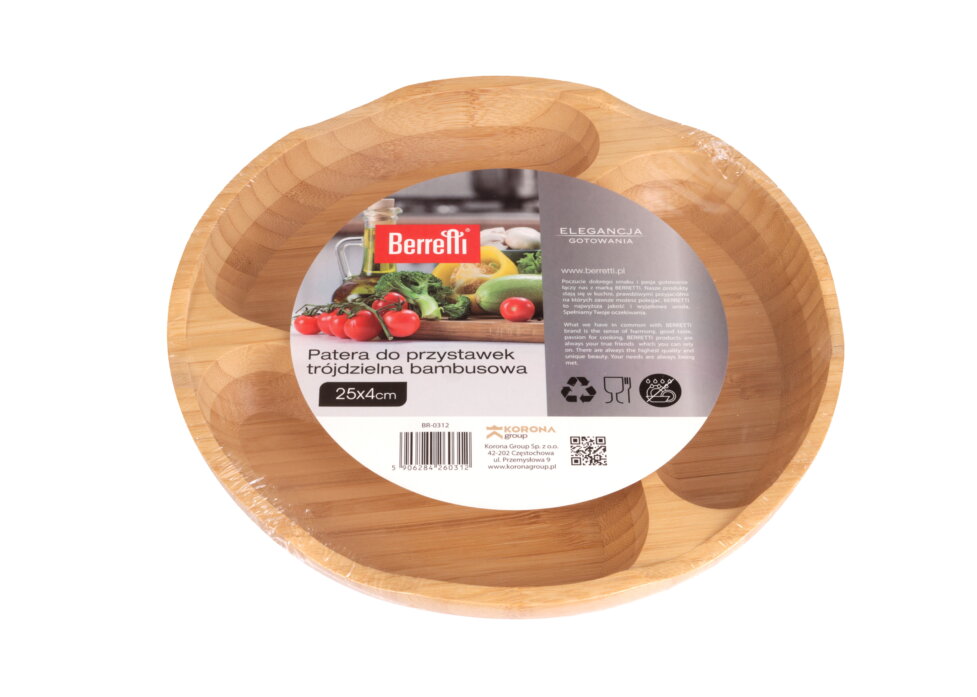 patera do przystawek trójdzielna bambusowa - Image 2